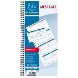 Carnet spiralé 29,7x14,8cm - Messages téléphones (4 à la page) - 50 feuilles dupli autocopiantes - Motif| - x 5 - Exacompta