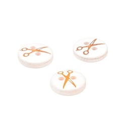 Lot de 3 boutons ronds ciseaux résine 11mm or