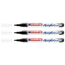 Lot de 3 marqueurs peinture acrylique pointe fine 1-2 mm - EDDING - Noir