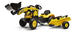 Tractopelle à pédales à pédales Komatsu avec pelle frontale et remorque - Jaune vintage - À 2 ans - 100% Fabriqué en France - Contient 40% de Plastique recyclé - FALK