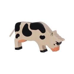 Holtztiger - Figurine Holtztiger Vache broutant - Noir et Blanc