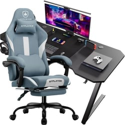 Ensemble chaise gaming avec bureau GTPLAYER - Tissu respirant - Bleu - 55 x 55 x 136 cm