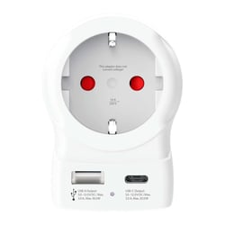 Skross Adaptateur Secteur Europe vers USA avec USB-A / USB-C 16A 4000W Blanc