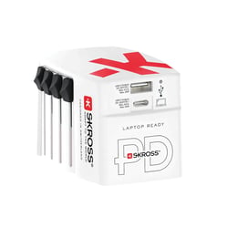 Skross Adaptateur de Voyage Universel 3A USB-A / USB-C Power Delivery 45W Blanc