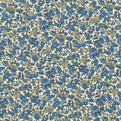 Tissu Coton Frou-Frou Fleuri N°15 Ecru et bleu