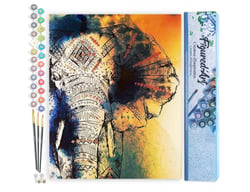 Peinture par Numéro Figured'Art - Eléphant d'Asie - Kit de Loisir Créatif DIY Numéro d'Art Complet - 40x50cm sans châssis en bois