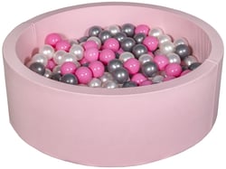 Piscine à balles Aire de jeu + 200 balles rose perle, rose clair, argent - Velinda