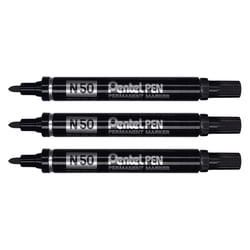 Lot de 3 marqueurs permanents - PENTEL N50 - Pointe ogive 2 mm - Noir