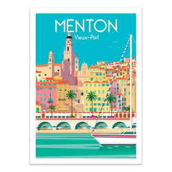 Affiche 30x40 cm - Menton Vieux-Port - Raphael Delerue