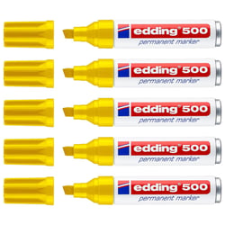 Lot de 5 marqueurs permanents - EDDING 500 - Pointe biseautée 2-7 mm - Jaune