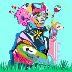COLETTE - Oeuvre d’art 50x50 cm - création en édition limitée - Artiste Mademoiselle Bouche