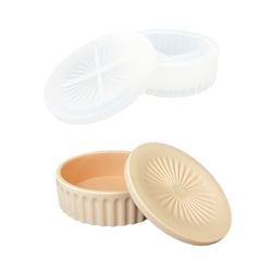 Moule en silicone ø 12cm x 4,5cm - Boîte de rangement ronde empilable avec couvercle motif