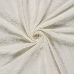Tissu Polyviscose Brodé Lola floral décoratif sur fond Ecru