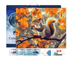 Diamond Painting Broderie Diamant Figured’Art 40x50cm toile tendue sur châssis en bois - diamants carrés - Écureuil en Automne