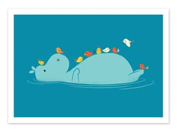 Affiche 50 x 70 cm -  Floating Hippo - Jay Fleck