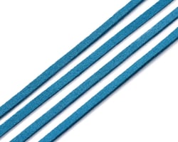 3 Mètres de cordon plat suédine aspect daim bleu vert - création bijoux perles