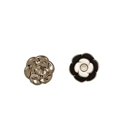 Lot de 6 boutons métal fleur perle noir et blanc