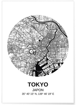 Affiche Carte Tokyo | A3 : 29,7x42cm