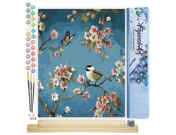 Peinture par Numéro Figured'Art - Oiseau et Papillon - Kit de Loisir Créatif DIY Numéro d'Art Complet - 40x50cm toile roulée + châssis en bois à monter