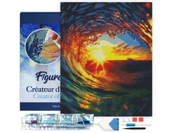 Diamond Painting Broderie Diamant Figured’Art 40x50cm toile tendue sur châssis en bois - diamants carrés - Vague et coucher de soleil