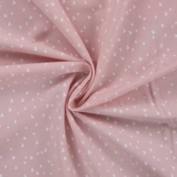 Tissu Popeline de  Coton  cœurs blancs Zivy sur fond Rose - Au mètre