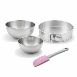 Set de 4 ustensiles de pâtisserie moule à gâteaux 2 bols et spatule Zenker Silver