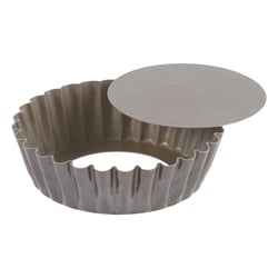 Moule à Manqué rond cannelé fond mobile - Antiadhérent (sans PFAS) - côtes fines - Ø100/80 mm h30 mm
