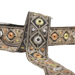 Galon indien brodé 30mm noir au mètre