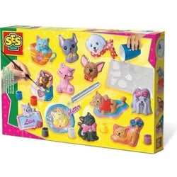 Moulage en plâtre chiens et chats - Jaune, vert et rose - Enfant - Plus de 5 ans
