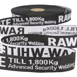 Film 25m sergé jacquard polyester RAW WHITE 25mm Noir/blanc