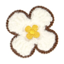 Ecusson thermocollant fleur blanche 4x4cm