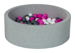 Piscine à balles Aire de jeu + 150 balles blanc, rose, gris - Velinda