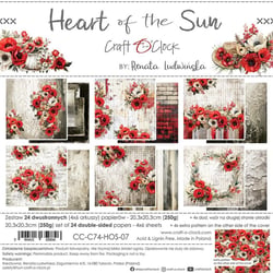 24 papiers scrapbooking 20 x 20 cm Craft O' Clock HEART OF SUN