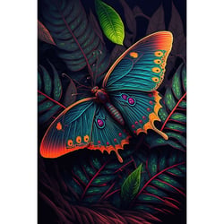 Tableau sur toile papillon néon 30x45 cm
