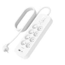 Belkin Rallonge Multiprise Parafoudre 8 Prises avec USB et USB-C 2 m Blanc