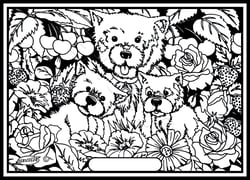 Tableau velours a colorier 3 Chiots Sericolor