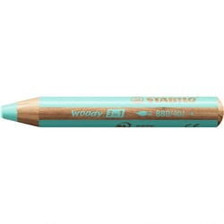 STABILO Crayon multi-talents woody 3en1, rond, bleu pastel