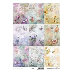 Feuille papier calque, papier velin scrapbooking Itd Collection FLEUR PAPILLON 236