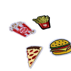 Lot de 4 écussons thermocollants thème fast food
