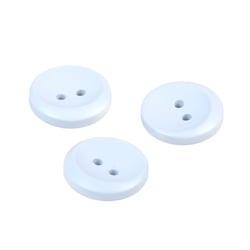 Lot de 6 boutons 2 trous rond bleu layette 17mm