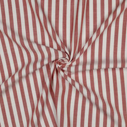 Tissu Viscose fil teint Suzanne petites rayures Orange sur fond Blanc cassé