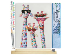 Peinture par Numéro Figured'Art - Famille Girafes Pop art - Kit de Loisir Créatif DIY Numéro d'Art Complet - 40x50cm toile roulée + châssis en bois à monter