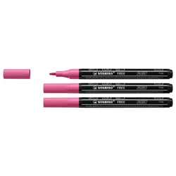 Lot de 3 marqueurs acrylique pointe fine STABILO FREE - Rose