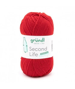 Fil à tricoter durable SECOND LIFE - 100GR - Grundl - Certifié Oeko-Tex Rouge (06)
