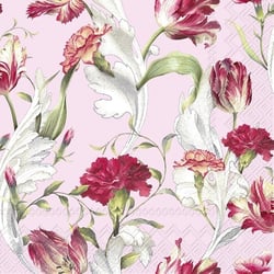 Lot de 4 serviettes en papier découpage collage 33 cm FLEUR OEILLET TULIPE F 506