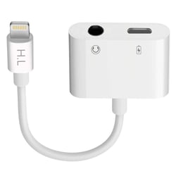 Avizar Adaptateur Audio et Charge Lightning vers Lightning et Jack 3.5 mm 12cm Blanc
