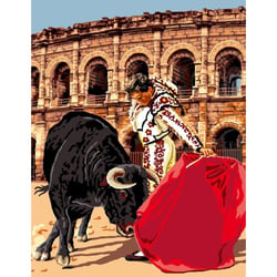 Princesse - Canevas antique Arène au taureau Mimo Verdé 50x65cm