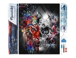 Diamond Painting Broderie Diamant Figured’Art 40x50cm toile entière roulée avec diamants carrés - Lion et Tête de Mort