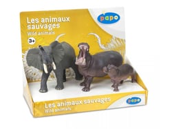 Figurine Eléphant, hippopotame et son petit - Papo