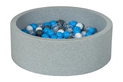 Piscine à balles Aire de jeu + 150 balles blanc, transparent, gris, bleu clair - Velinda